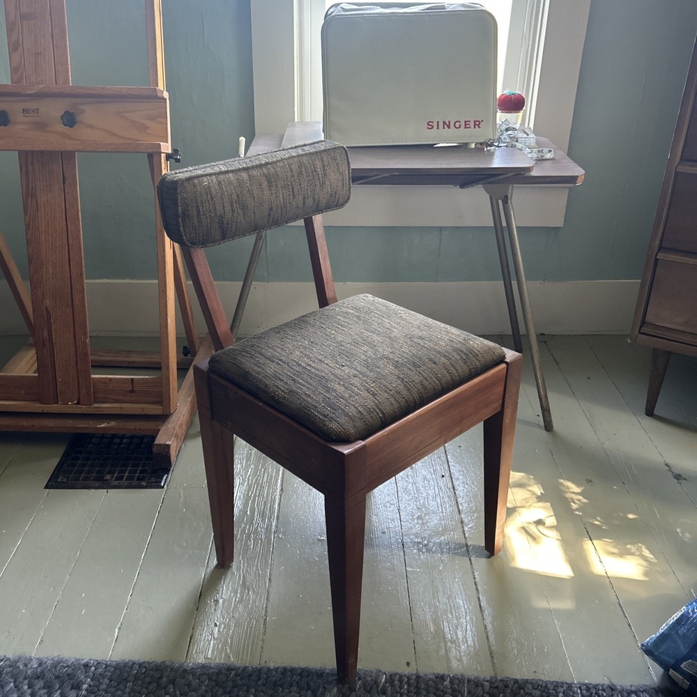 Vintage Singer Sewing Chair MCM Storage Compartment Mid Century Modern